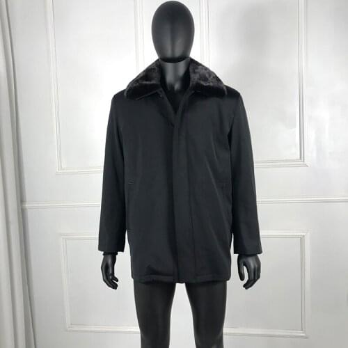 Real Sheep Fur Coat For Man Winter Warm Fashion Parkas Sheep Fur Lining Mink Fur Collar Mens Jacket