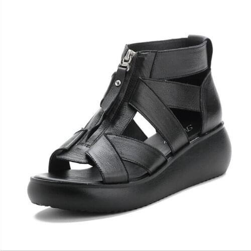 Women Flat Sandals Summer Open Toe Solid Faux Leather Orthopedic Women Shoes Casual Platform Rome Ladies Gladiator