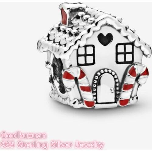 Winter 100% 925 Sterling Silver Gingerbread House Charm beads Fits Original Pandora bracelets Jewelry Making