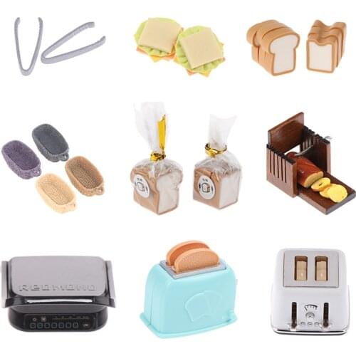 1/12 Dollhouse Bread Machine Toast Sandwich Bread Basket Bread Clip Miniature Cute Decoration Toaster Dollhouse Mini Accessories