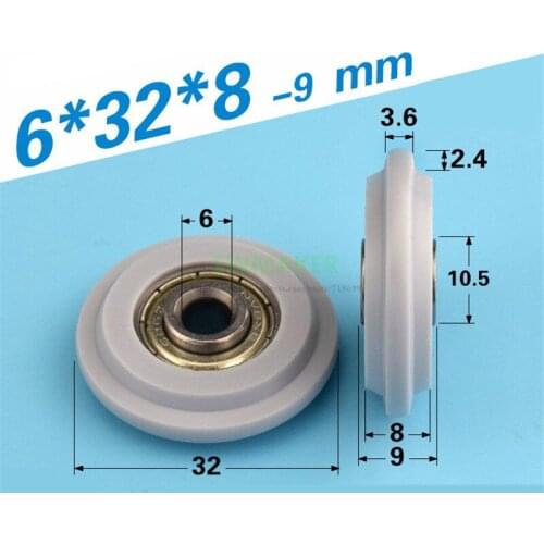 1pcs 6*32*8mm door and window rail cam/guide wheel, external cam POM plastic door wheel