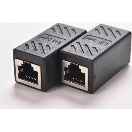 1Pcs Preto Extensor Acoplador Femea para Femea Conector do Adaptador de Rede LAN Ethernet RJ45 Cabo De Juncao Extensao Converte