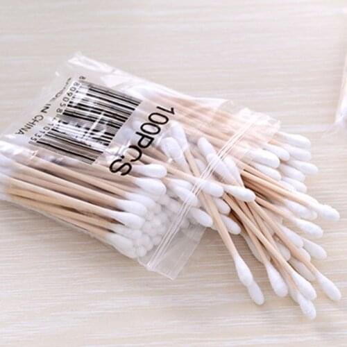 1 Pack Wooden Cotton Swabs Double-Tipped Multipurpose Safety Nose Ear Cleaning Buds Stick Dust-Free Sterile Makeup Cosmetic Tool