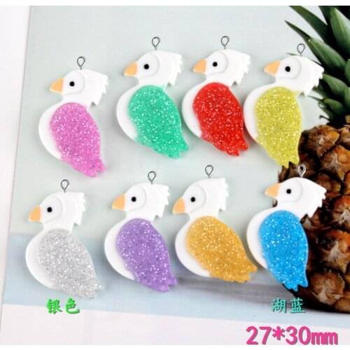 10pcs 27*30mm Resin kawaii cabochon bird charms diy jewelry making ornament craft decoration material fashion trinket material