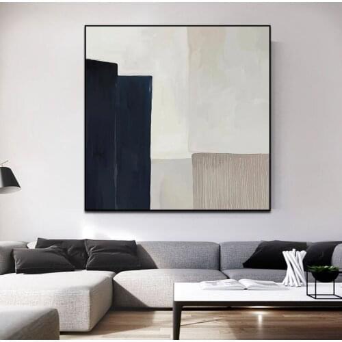 100% Hand-Painted High Quality Abstract Grey Oil Painting On Canvas Simple White And Grey Colors Oil Paintings For Wall Art