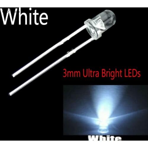 100pcs/ NEW 3mm Round Super Bright White LED light Diode Kit for Arduino UNO