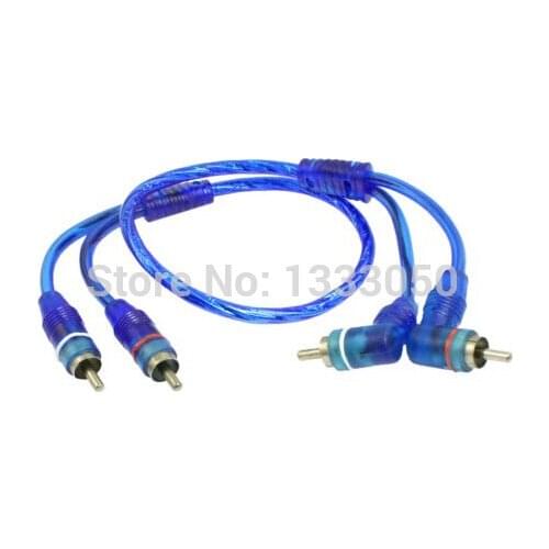 11.11 Free Shippinng 0.5M Audio Male Right Angle Straight 2 RCA Extension Cable Wire Blue