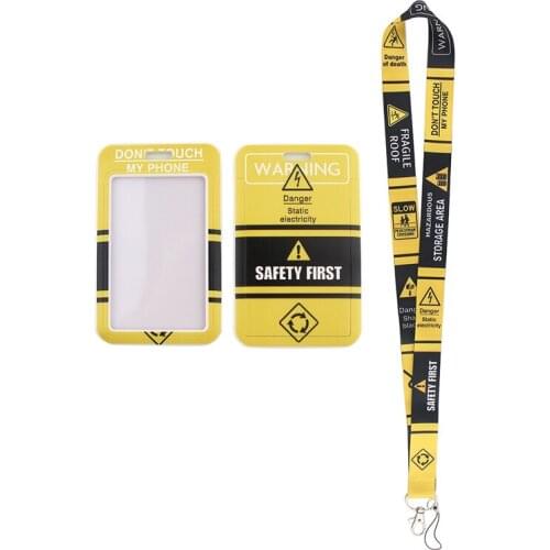 24pcs/lot MD239 DMLSKY Warning Sign Lanyard Keychain keys Badge ID Mobile Phone Rope Kids Gifts Lanyard With Card Holder Cover