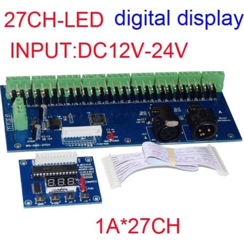 27CH DMX512 Controller Decoder 27A 27 Channel DMX Driver Controller with LED DIGITAL DISPLAY DC12-24V