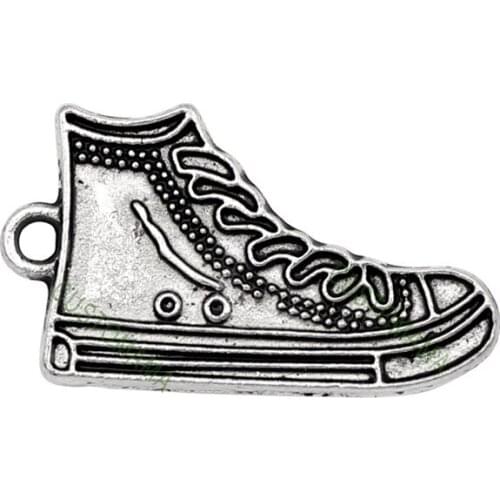 40pcs-Antique Silver Running Shoe Charms Pendant,Sneaker Charms 28x16mm