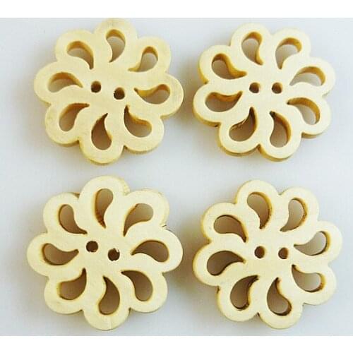50PCS 20MM carving flower painting wooden buttons coat boots sewing clothes accessories MCB-260