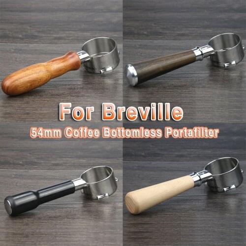 54mm Coffee Bottomless Portafilter For Breville 870/878/880 Filter Stainless Steel Wood Handle Espresso Machine Accessory
