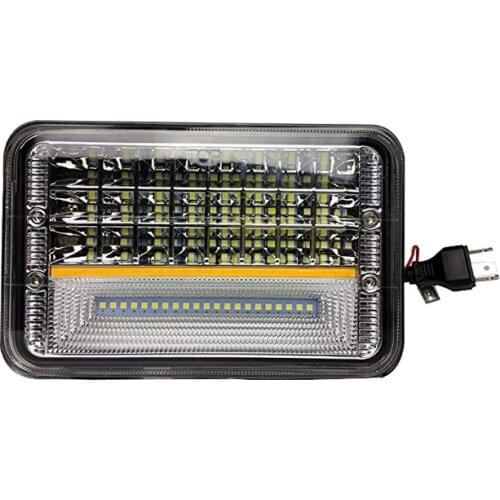 73W 7" Square Led Headlight H4 With Yellow Turn Signal