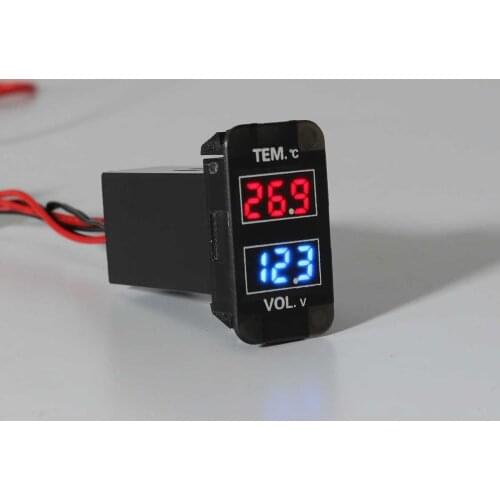 0~30V Car LED Voltmeter Temperature Gauge 2in1 Voltage Temp Meter LED Digital Dual Display For Toyota Highlander Tundra 4Runner