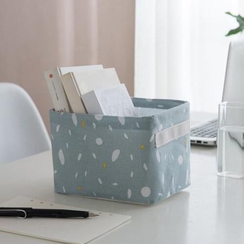 Household Cotton Linen Fabric Storage Basket Desktop Table Cosmetics Storage Box Office Desk Stationery Storage Basket