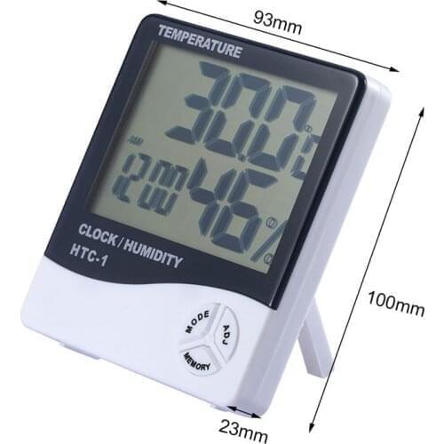 HTC-1 Digital Thermometer Hygrometer Clock Alarm/Alarm Calendar 5 Functions Large Screen Desktop Stand