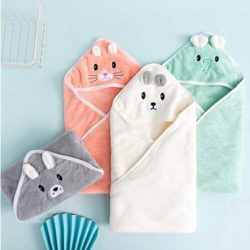 Hooded Baby Bath Towel Newborn Coral Fleece Baby Blanket Towel Kids Swaddle Infant Shower 80*80cm Baby Bathrobe Poncho Swaddle