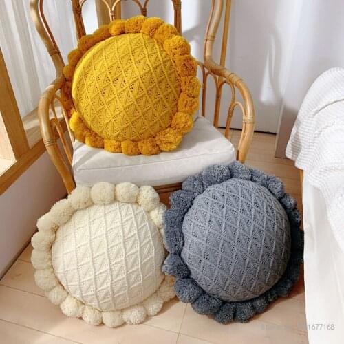 Diameter 50CM Lattice Ball Futon Pillow Knitted Cushion Nordic Design Knitted Wool Sofa Cushion Stereo Hollow Cushion