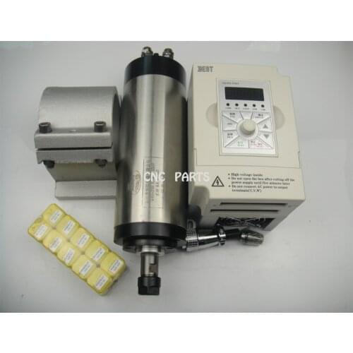 CNC milling spindle ER16 1.5KW water cooled spindle max.10mm diameter cutter +spindle support +10*ER16 + 1.5kw inverter