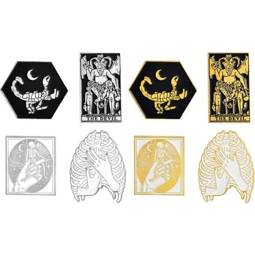 Gothic Dark The Devil,Scorpion,Skeleton,Skull,Ribcage,Hands,Halloween pin Skeleton Brooch Coat Badge Jewelry