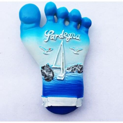 QIQIPP Italy Travel Souvenir Creative Foot Footprint Sea View Magnetic Sticker Fridge Magnet