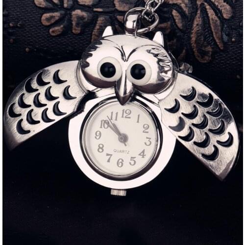 Vintage Watches Unisex Numbers Pocket Watch Cartoon Owl Pendant Necklace Gift Roman Numerals Steampunk Pockets Watch gravity