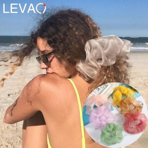 Levao Organza Elastic Hair Bands Mesh Chiffon Thin Scrunchies Transparent Cloth Elastic Hair Rope Hair Tie Elegant Headwear