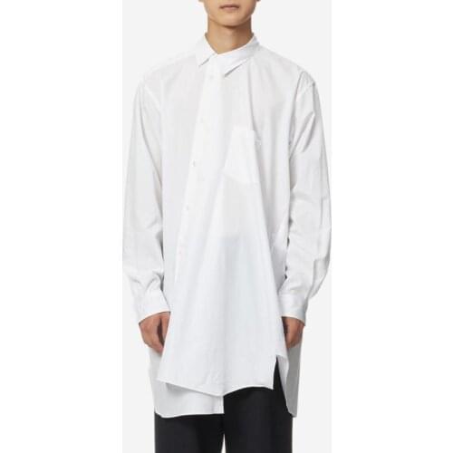 M-6XL! New design asymmetrically deconstructed white shirt Nordic original designer fur-trimmed top