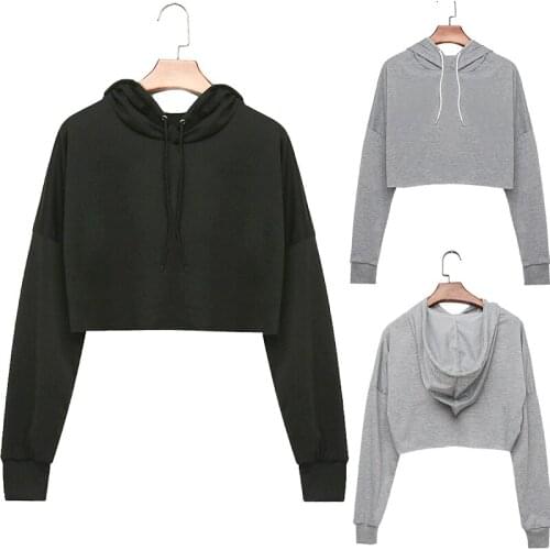 Fashion Women Sweatshirt 2021 Hot Sale Hoodies Solid Crop Hoodie Long Sleeve Jumper Hooded Pullover Coat Casual Sweatshirt Top