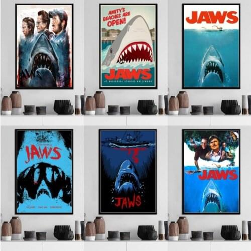 Jaws Movie Horror Shark Posters And Prints Canvas Painting Wall Pictures For Living Room Nordic Decoration Home Decor Quadro