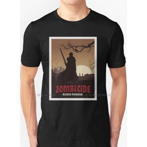 Zombicide Black Plague Board Game - Minimalist Travel Poster Style - Gaming Art T Shirt 100% Pure Cotton Zombicide Black Plague