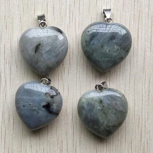 Natural spectrolite Wholesale 4pcs/lot Fashion good quality love heart shape pendants for jewelry making 30mm free shipping