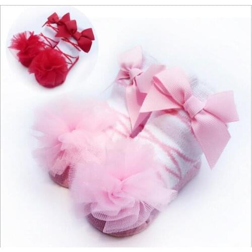 Newest Baby Girls Cute Bowknots Dance Socks Children Kids Ballet Lovely Lace Princess Socks Toddlers Infants Soft Cotton Socks
