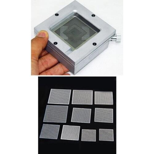 New full set bga reballing kit 90mm Diagonal BGA Reball Station holder jig with 27pcs universal heat directly BGA stencils