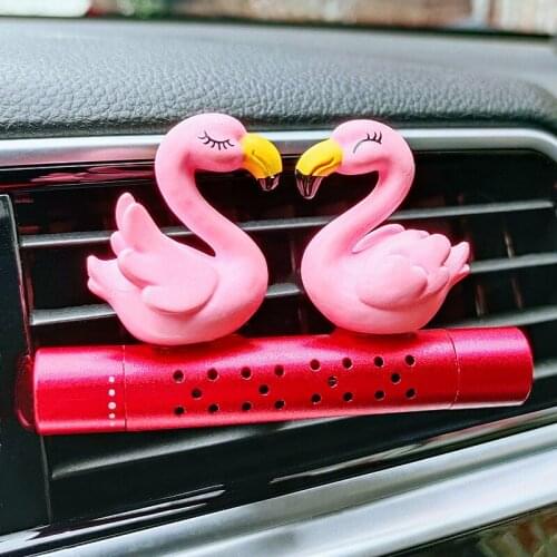 Pink Flamingo Car Air Freshener A Pair of Loving Flamingos Car Decoration Accessories Interior Air Vent Clip Aromatherapy Gift