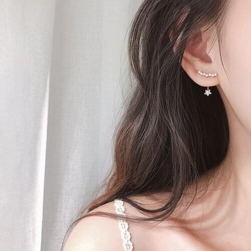 Sparkling Classic Real 925 Sterling Silver Shiny Star Stud Earring With AAA Zircon Exquisite Stars For Fashion Women Gift ER024