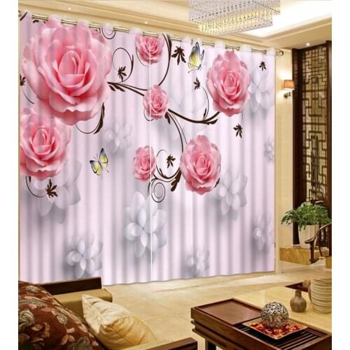 Curtains for living room modern style curtains Rose Butterfly Abstract Flower home decor curtain