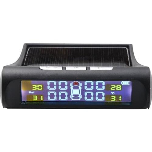 Solar TPMS Car Tire Pressure Monitoring System 4 Internal Sensors Alarm Tire Pressure Gauge Systems USB LCD Display