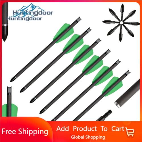 Huntingdoor 6/12/24pcs Carbon Crossbow Arrow Length 7.5 Inch 2 Pices Plastic Feather Applicable Crossbow Model- COBRA SYSTEM R9