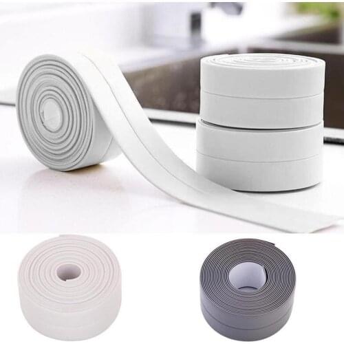 Sealing Strip Tape Bathroom Shower Sink Bath Caulk Tape White PVC Self adhesive Waterproof Wall sticker for Bathroom Kitchen