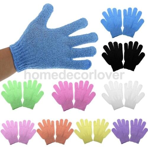 1 Pair Exfoliating Bath Glove Shower Skin Care Scrubber Massage Clean Gloves 9 Colors