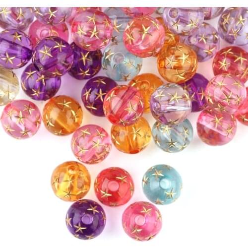 100pcs/lot Big Hole Mix Color Acrylic Star Beads Round Loose Beads DIY Bracelet Earrings Charms Necklace Bead For Jewelry Making