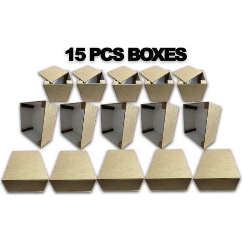 15 Adet MDF Kutu Seti, Ahşap Görünümlü Saklama Kutusu