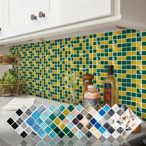 15PCS 10*10CM Crystal Mosaic Waterproof Wall Stickers Oilproof Self Adhesive Wall Stickers DIY Home Bathroom Kitchen Decoration