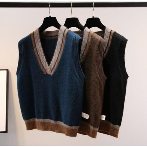 19826 (3 rooms, 5 rows, 3 lower) real color matching V-neck Pullover knitted vest 39