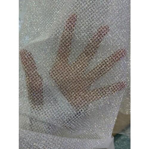 5yards Shimmering silver mesh pattern fashion new flash powder European and American style fabric for wedding dress design