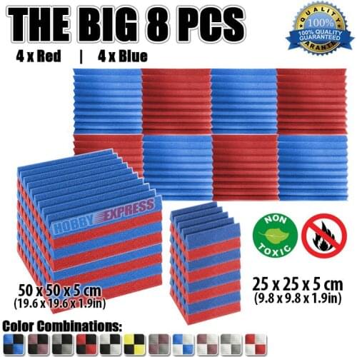 Arrowzoom Wedge Studio Foam Acoustic Tiles Sound Absorption Panel 8 pcs Pack 19.6 * 19.6 * 1.9" / 9.8 * 9.8 * 1.9" KK1134