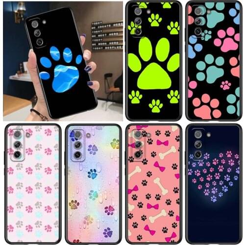 Dog foot Paw for Samsung Galaxy S21 Ultra Plus Note 20 10 9 8 S10 S9 S8 S7 S6 Edge Plus Black Phone Case