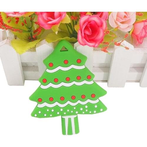 Chenkai 10PCS Silicone Christmas Tree Teether Food Grade Baby Pacifier Teething For Baby Nursing Accessories and Gifts BPA Free
