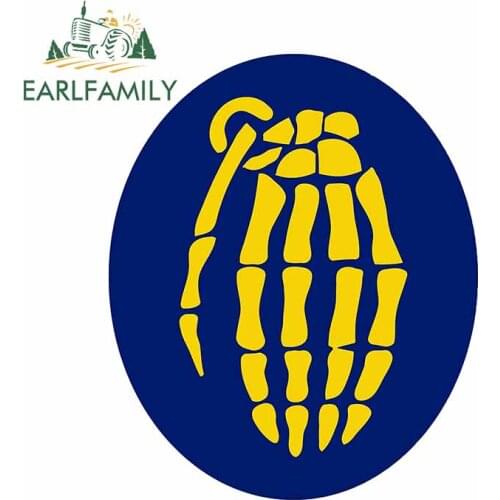 EARLFAMILY 13cm x 10.8cm Skeleton Hand Grenade Glove JDM Racing Wakaba Japanese Decal Design External Vinyl Car Stickers